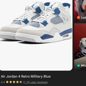 Air Jordan 4 Retro Military Blue Sneakers